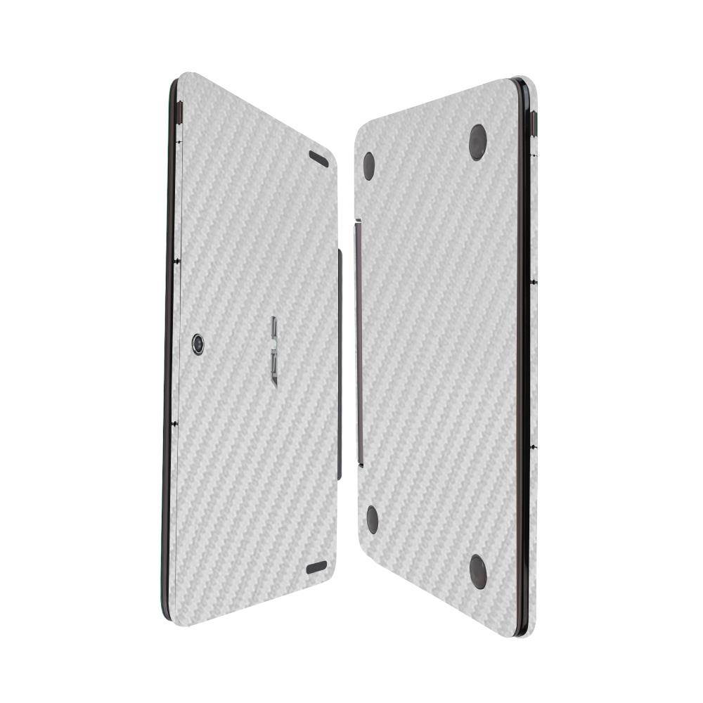 Skinomi&reg; TechSkin - Asus Transformer Book T100HA Screen Protector + Silver Carbon Fiber Full Body Skin w/ Lifetime Warranty / Front & Back Film / Ultra HD & Anti-Bubble Shield [Tablet & Keyboard Only]