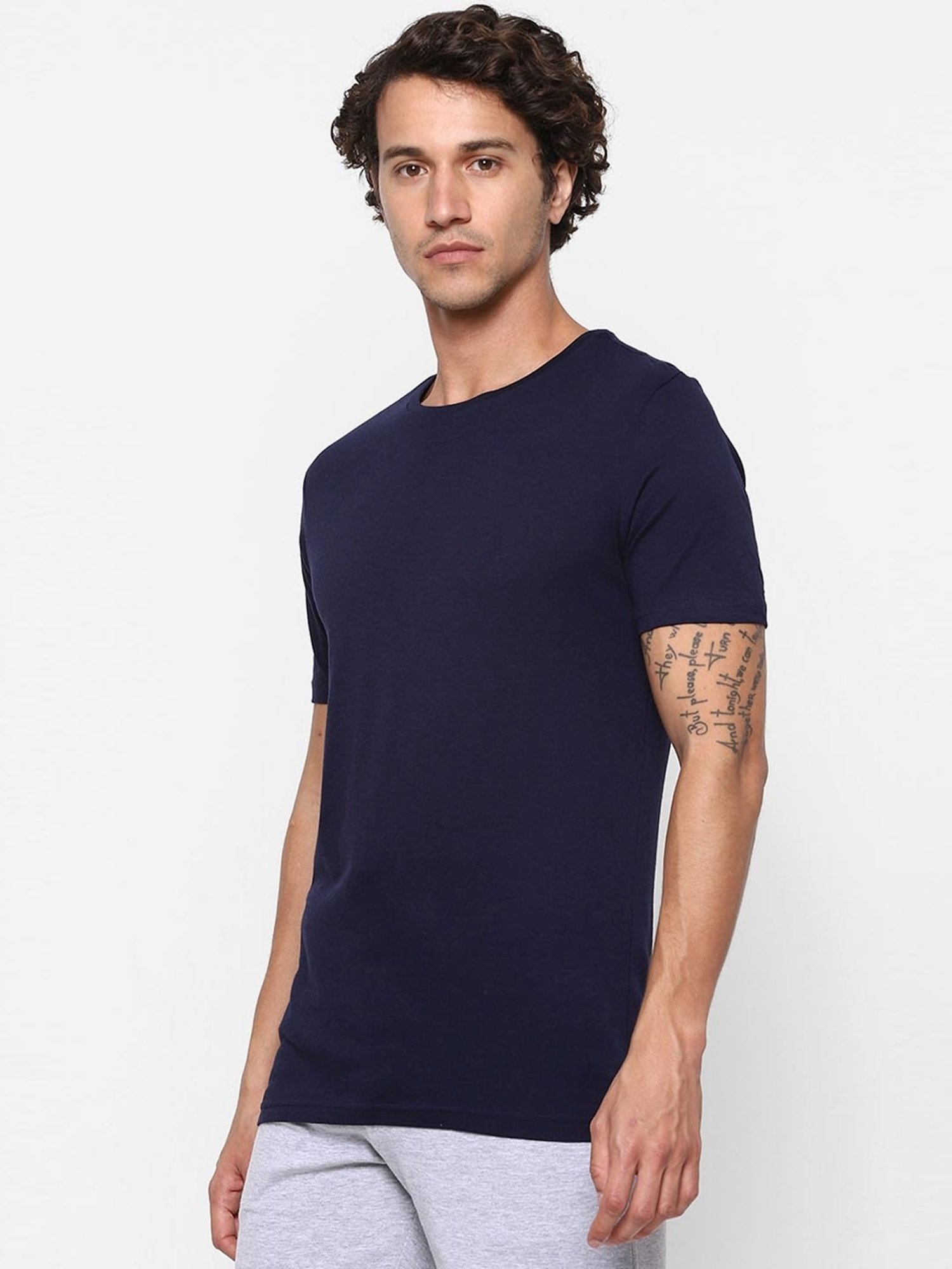 Ajile by Pantaloons Navy Slim Fit Lounge T-Shirt