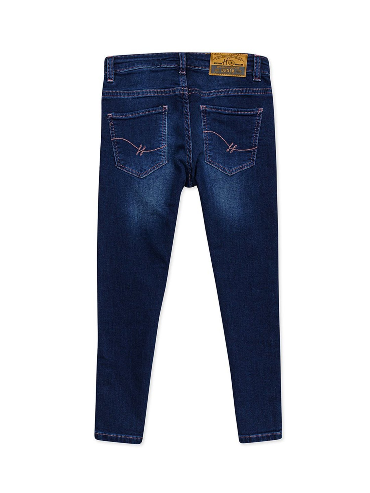 H by Hamleys Girls Dark Blue Solid Jeans