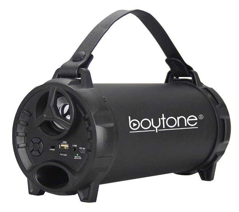 Boytone BT-40BK Portable Bluetooth Indoor/Outdoor Speaker 2.1 Hi-Fi Cylinder FM Built in Rechargeable Battery