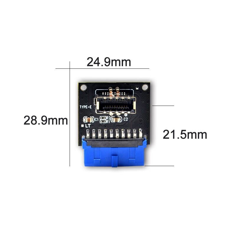 Motherboard USB 3.0 Header 19Pin Female to Motherboard USB 3.1 Header Type-E 20Pin Female Socket Angled Extension Adapter Converter Supports 5Gbps Speed