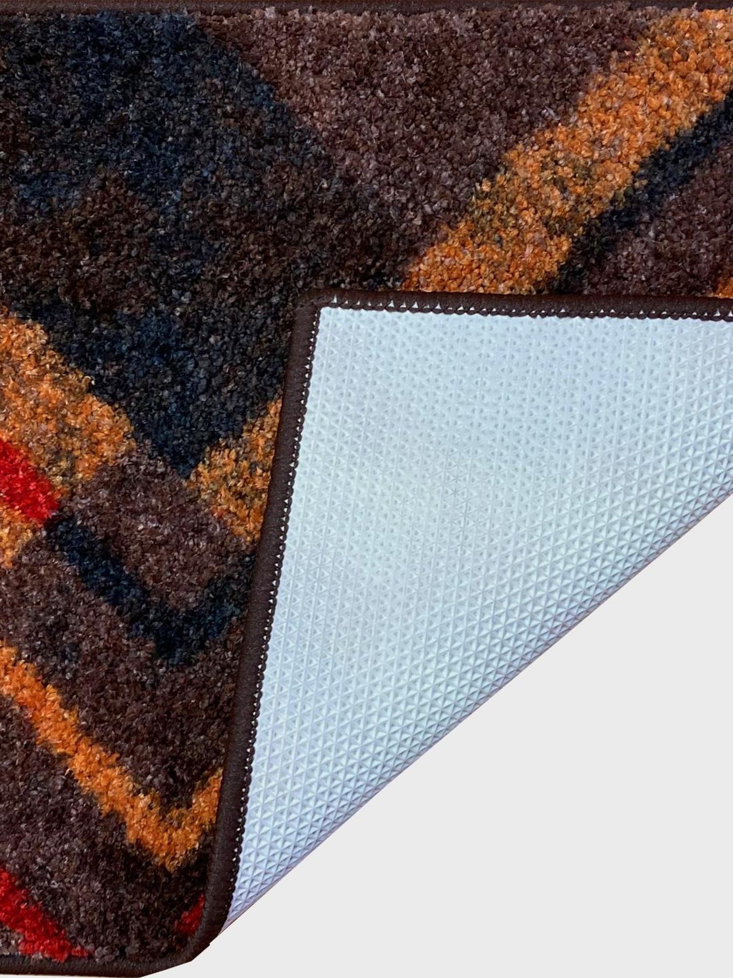 Bianca Spa Brown/Red Micro-Polly Geometric Bathmat