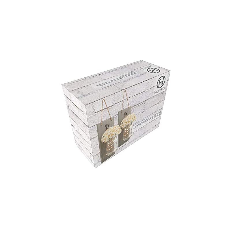 Rustic Wall Sconces Mason Jar Decoration Handmade Wall Decor Hanging Design with LED Fairy Lights Living Decor,Farmhouse Kitchen Decorations Wall Home Decor Bathroom Set of 2&hellip;