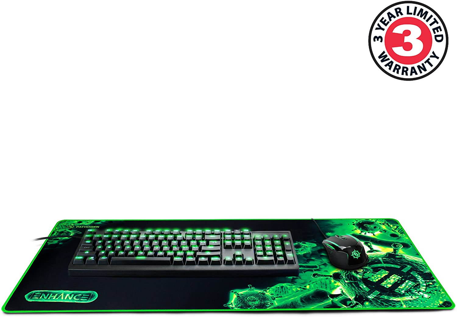 ENHANCE Extended Large Gaming Mouse Pad - XL Mouse Mat (31.5" x 13.75") Anti-Fray Stitching for Professional Esports with Low-Friction Tracking Surface and Non-Slip Backing - Green