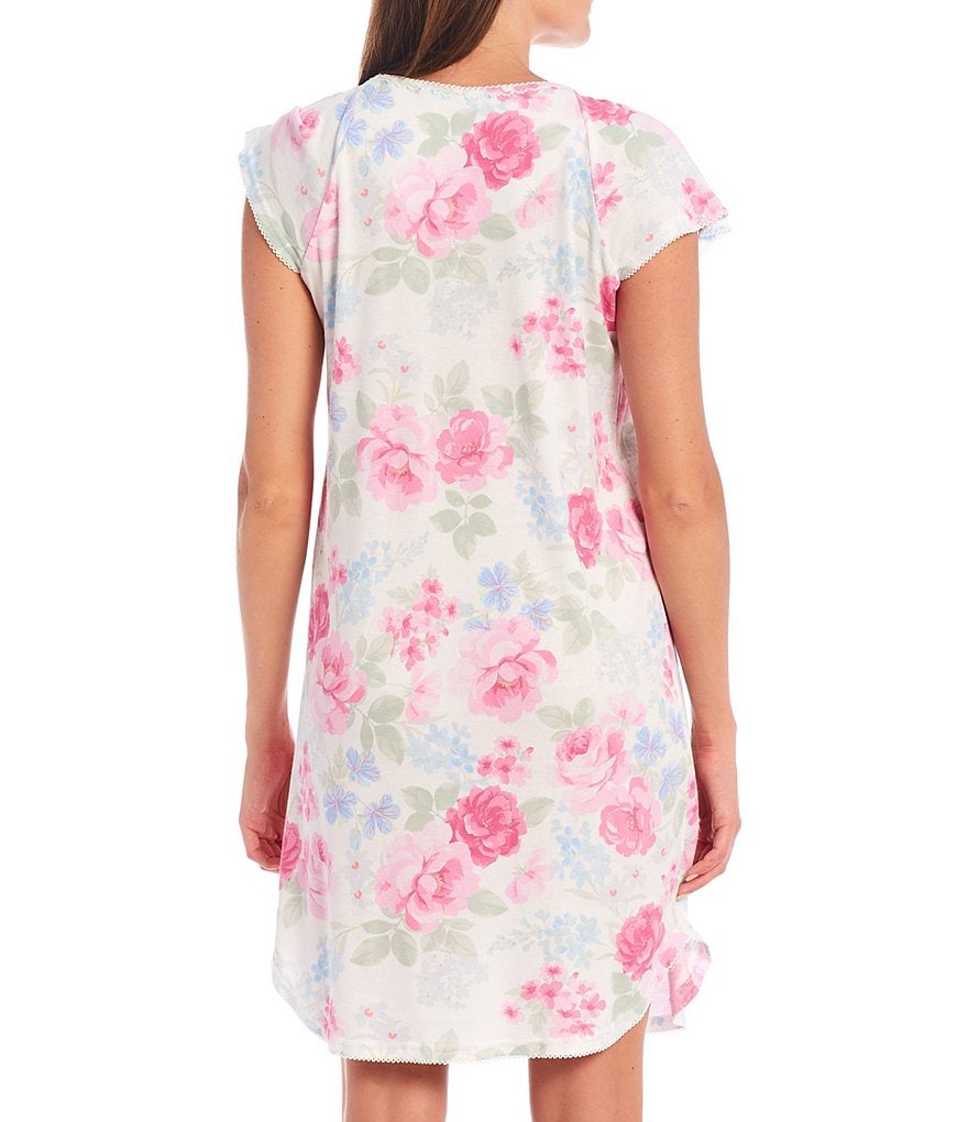 Miss Elaine Cottonessa Floral Print Knit Short Nightgown
