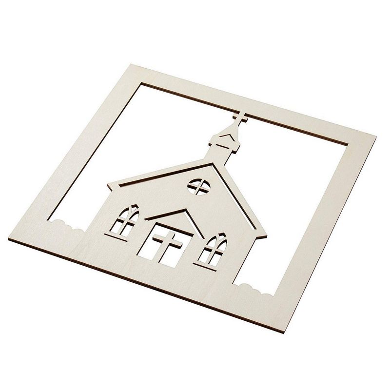 Genie Crafts 2-Pack Wooden Church Cutouts for Religious Arts and Crafts (11.63 x 0.2 in)