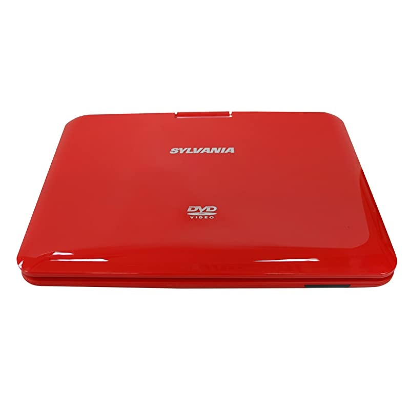 9-Inch Swivel Screen Portable DVD/CD/MP3 Player with 5 Hour Built-In Rechargeable Battery, USB/SD Card Reader, AC/DC Adapter, Red