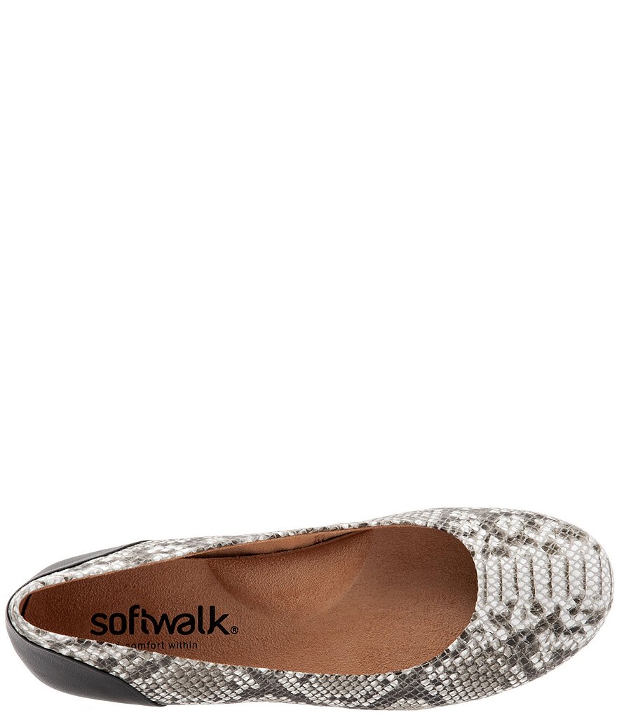 SoftWalk Sonoma Snake Print Leather Ballet Flats