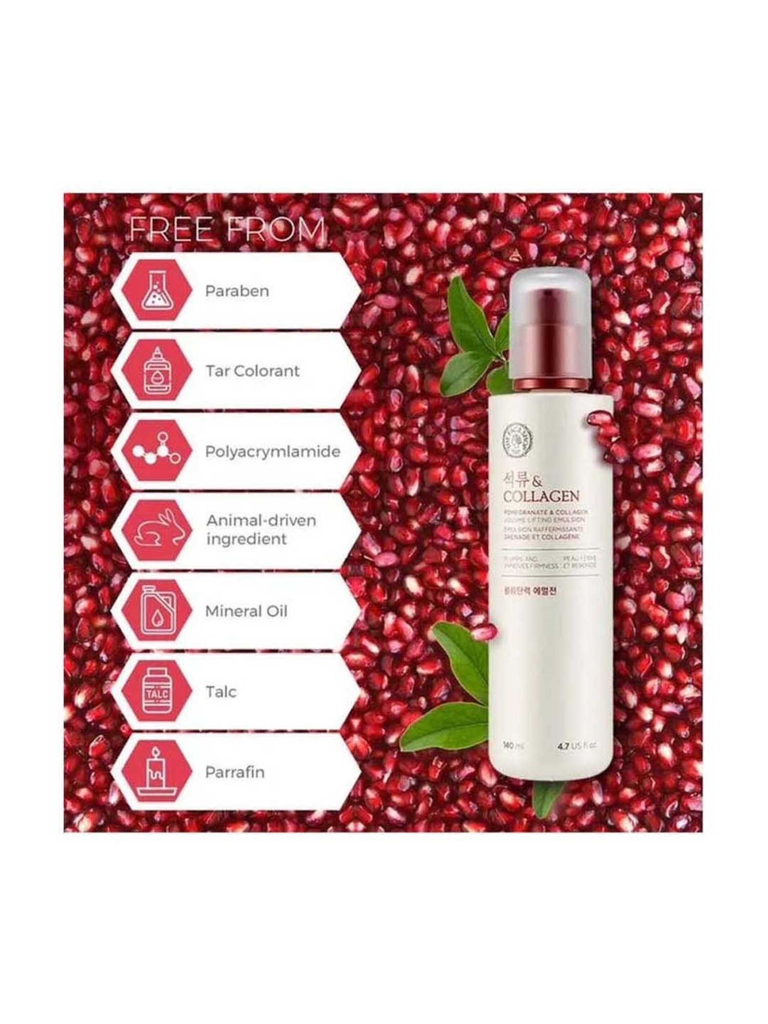 The Face Shop Pomegranate & Collagen Volume Lifting Emulsion with 10% Marine Collagen - 140 ml