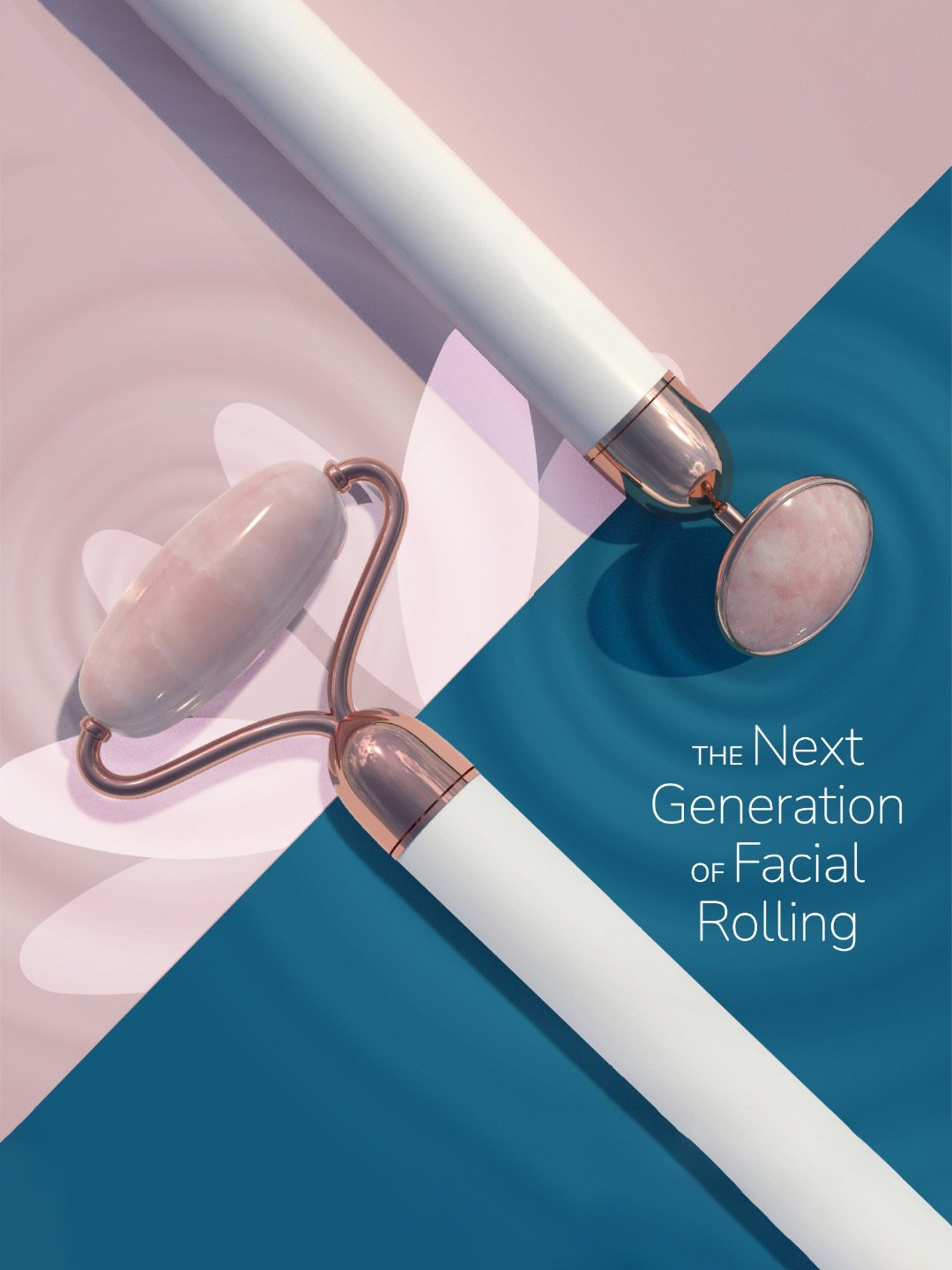 Caresmith Bloom CS69 Vibrating Rose Quartz Face Roller (White)