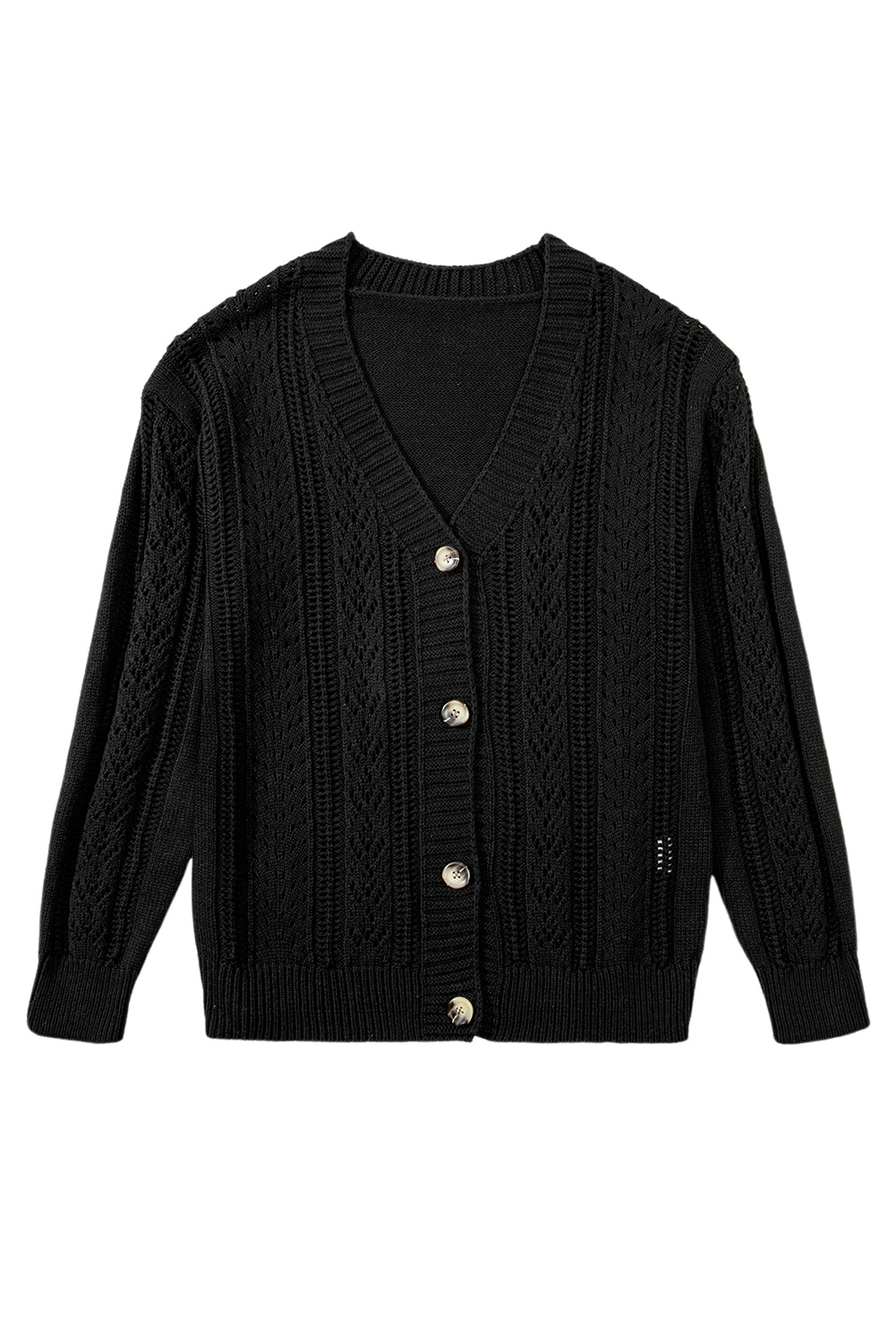 Black Plaid Casual Contrast Trim Knit Cardigan