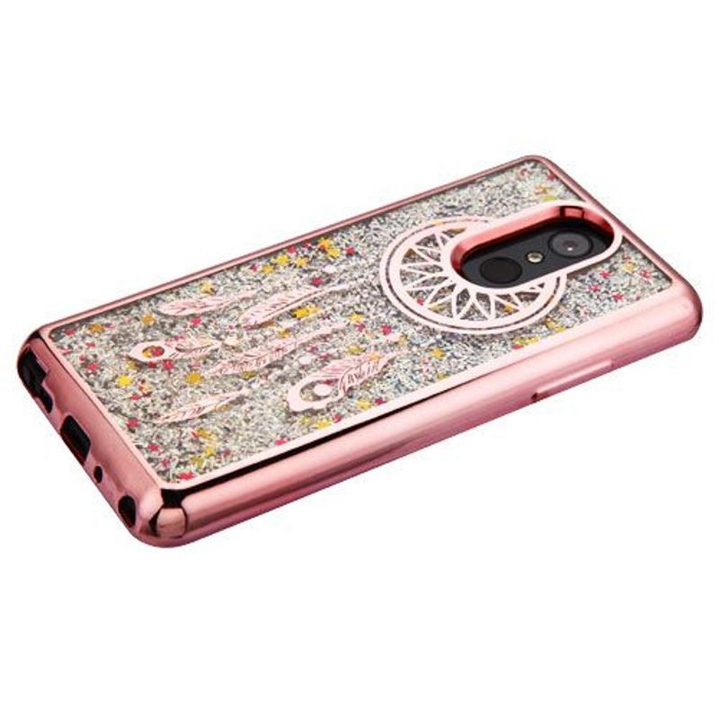 AIRIUM Confetti Quicksand Glitter Hard Dual Layer Plastic TPU Cover Case For LG Stylo 4 - Rose Gold