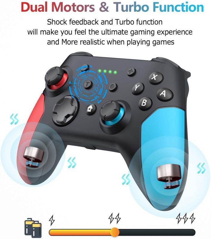 Wireless Switch Pro Controller for Switch/Lite, Controllers Rechargeable Gamepad Joypad Remote Joystick for Switch Console,Adjustable Turbo Function, Dual Vibration, and Gyro 6-Axis
