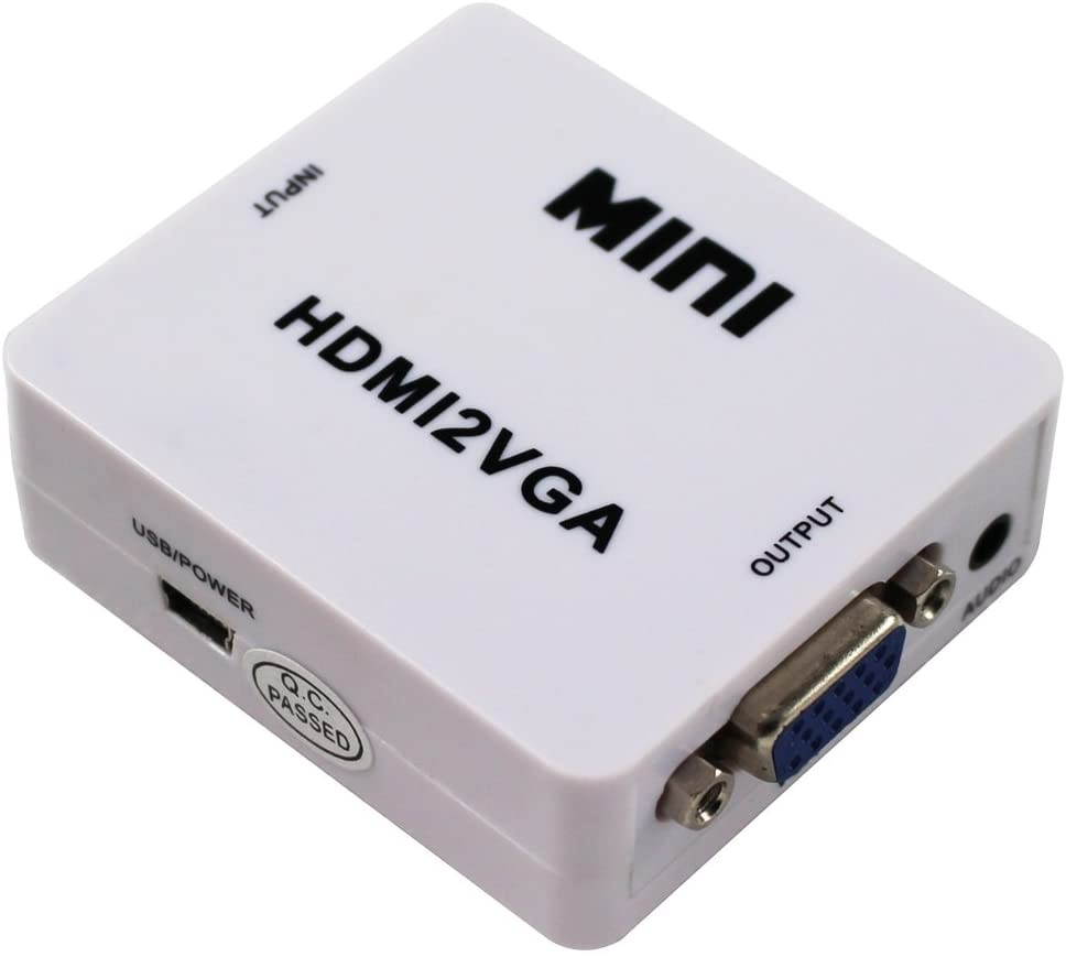 Mini HDMI to VGA Converter with Audio HDMI2VGA 1080P Adapter Connector for PC Laptop to HDTV Projector
