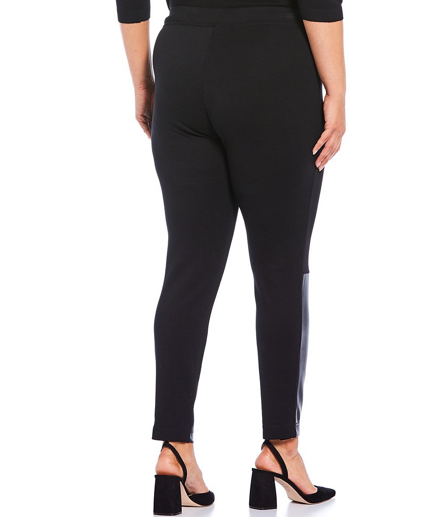 Kasper Plus Size Stretch Crepe Stand Combo Collar One Button Jacket