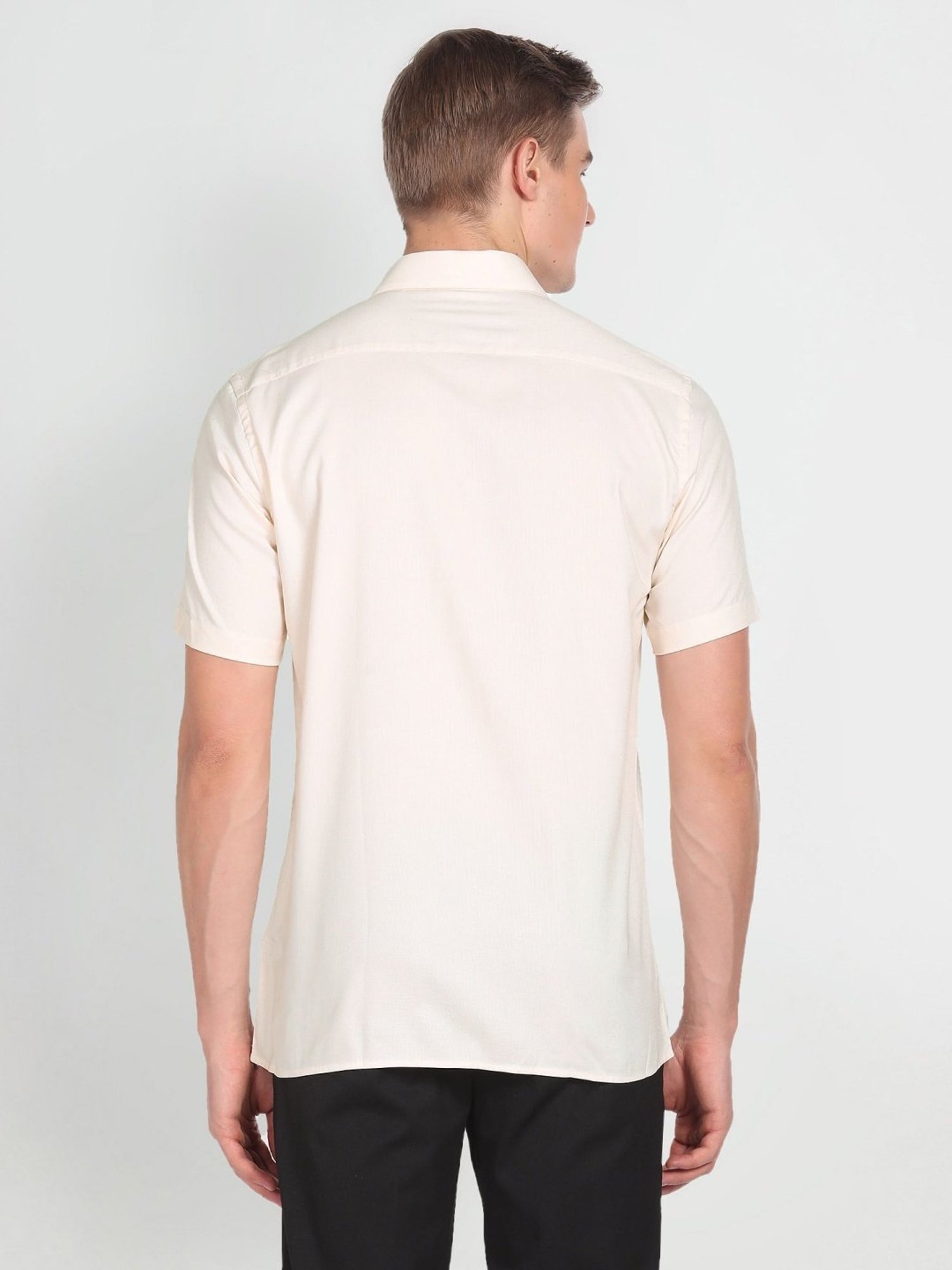 Arrow Off White Cotton Regular Fit Shirt