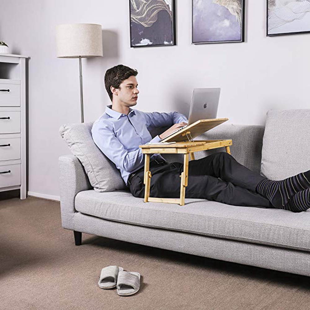 Laptop Lap Desk Laptop Bed Table Adjustable Bamboo Rack Laptop Desk Adjustable Portable Breakfast Serving Bed Tray Dormitory Bed Lap Desk Portable Book Reading Tray Stand For Sofa Bed