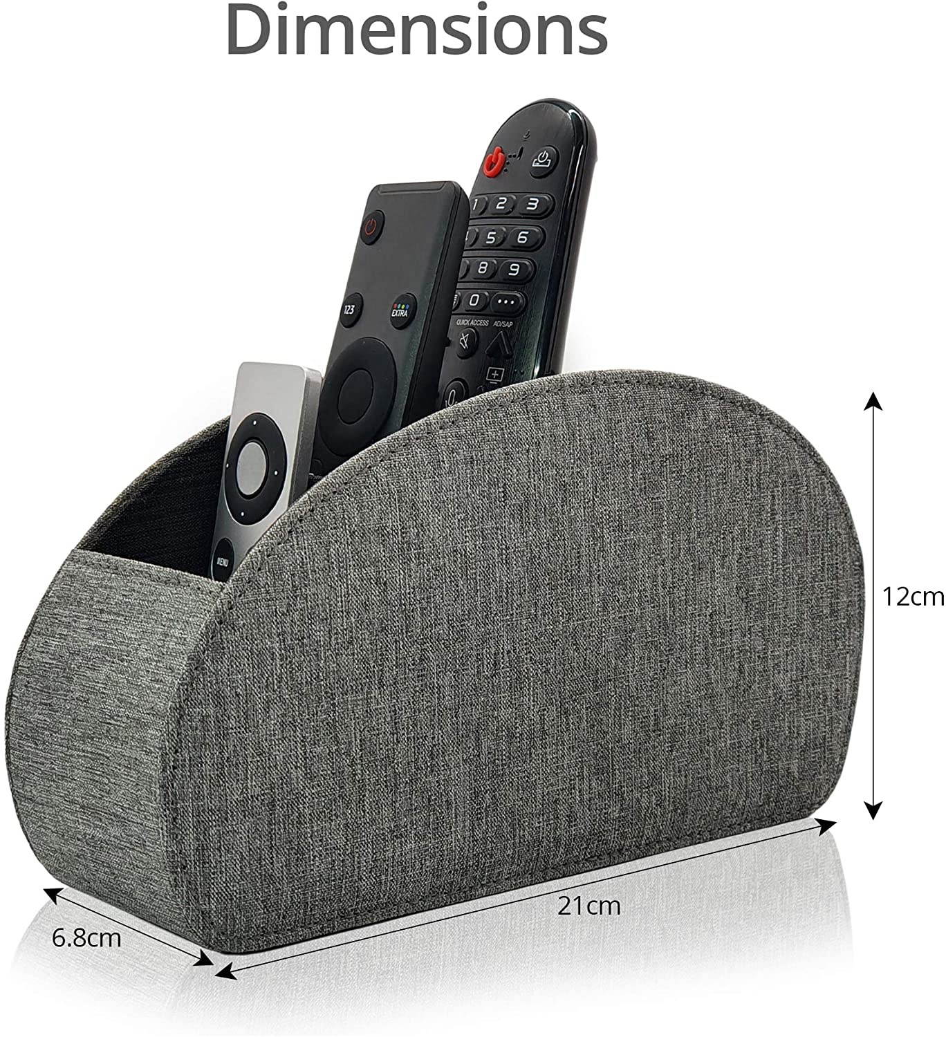 Fabric Remote Control Holder Storage Caddy and Desk Organiser 5 Compartments for TV, DVD, Blu-Ray Remotes - CEG10 Fine Fabric Pepper Red by Connected Essentials (Uniform Gray)