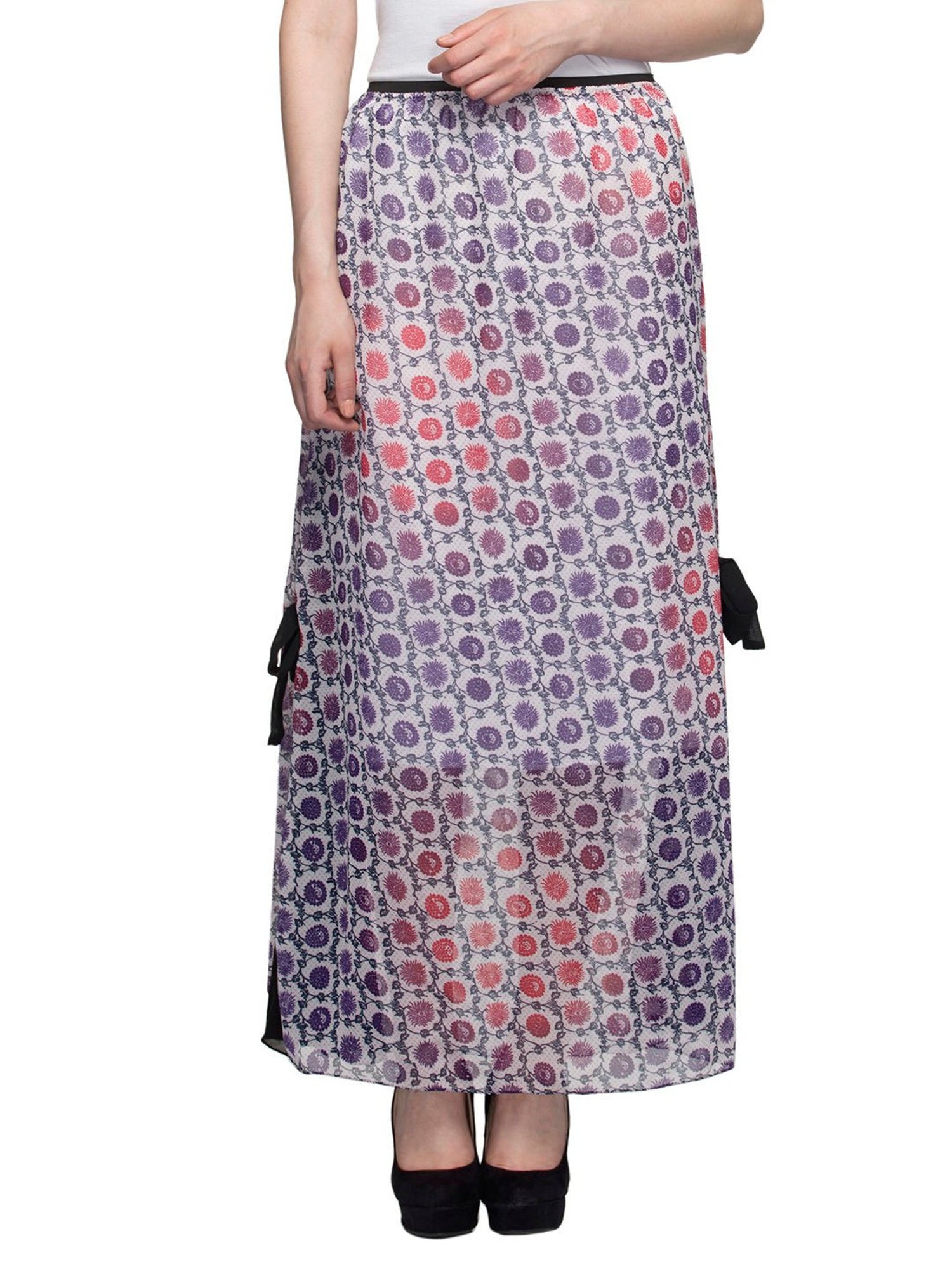 One Femme Multicolor Printed Maxi Skirt