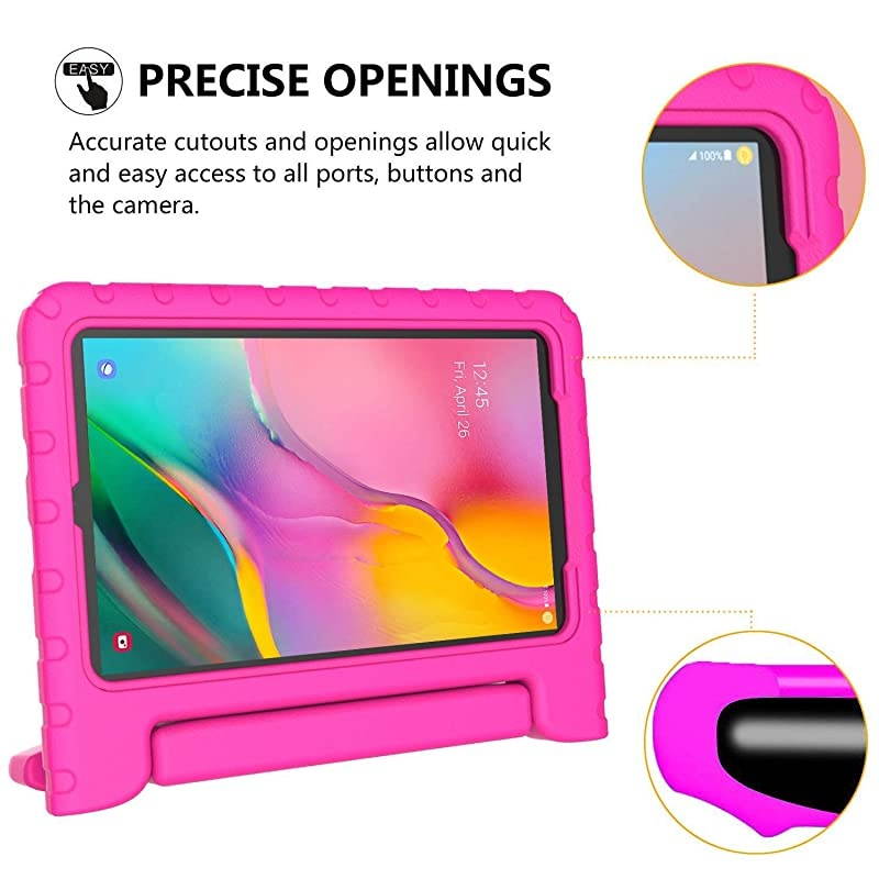 Kids Case for Samsung Galaxy Tab A 10.1 (2019) SM-T510/T515, Shockproof Light Weight Protective Convertible Handle Stand Kids Proof Case for Galaxy Tab A 10.1 Inch 2019 Release - Rose