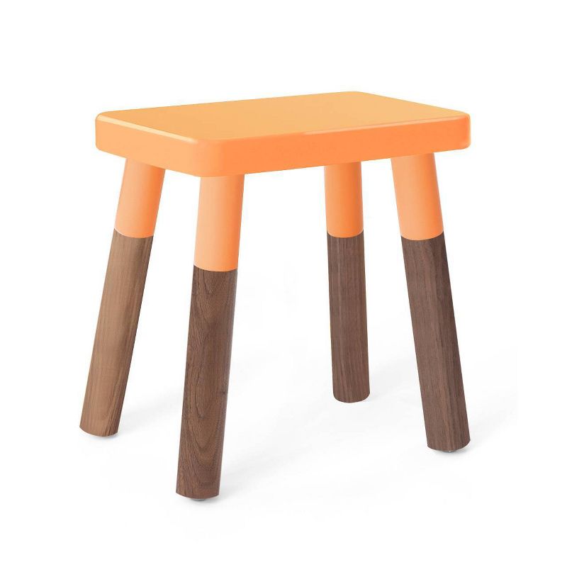 Set of 2 Peewee Wood Veneer Kids' Chairs Walnut/Orange - Nico & Yeye