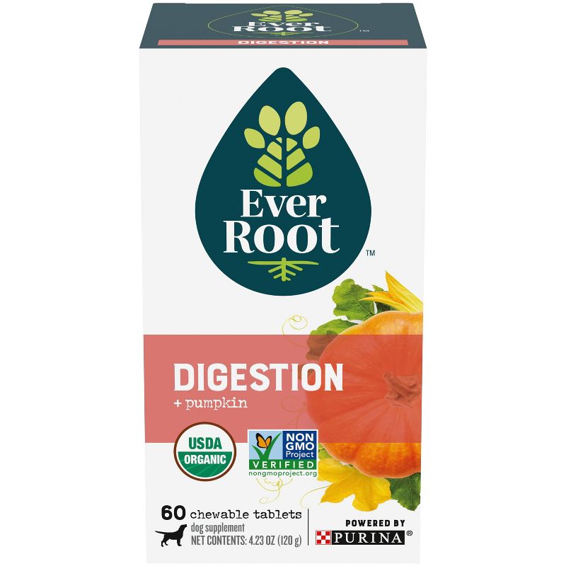 Purina EverRoot Natural, Organic Digestion Dog Supplement  Chewable Tablets - 60ct