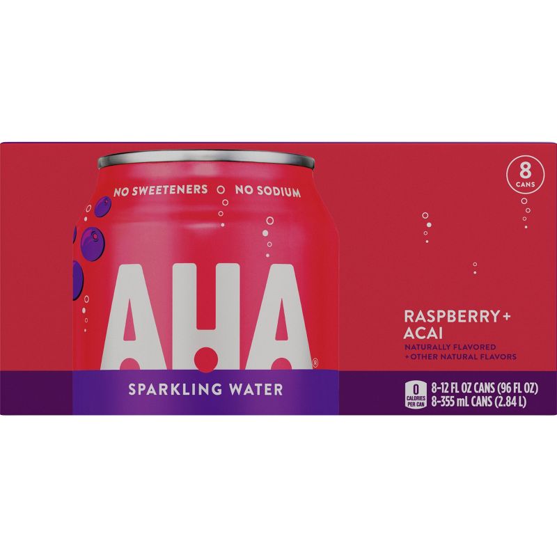 AHA Raspberry Acai Sparkling Water - 8pk/12 fl oz Cans