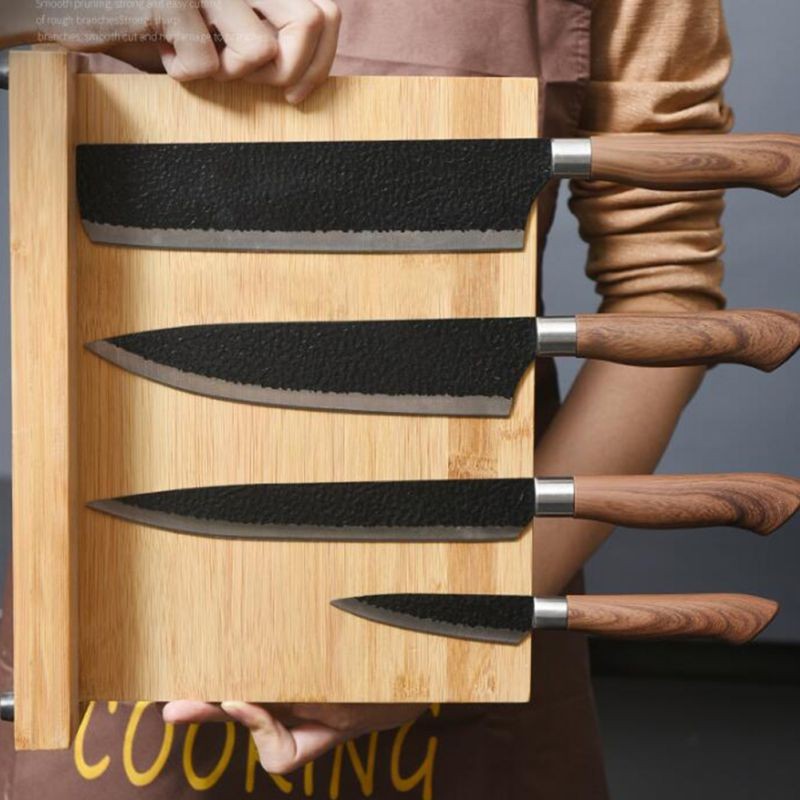 Double Side Magnetic Knife Holder Wood Eco-friendly Bamboo Knife Block Strong Magnet Kitchen Gadgets Storage Knife Stand Rack