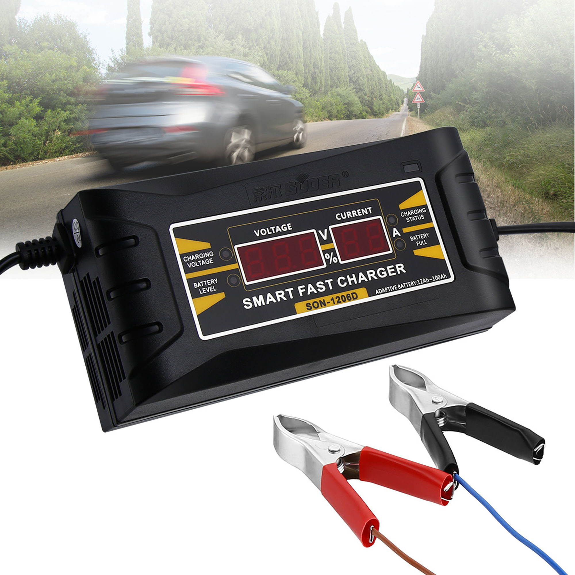 12V 6A Auto LCD Fast Charger Smart Lead-Acid GEL Battery Charger For Car Motorcycle