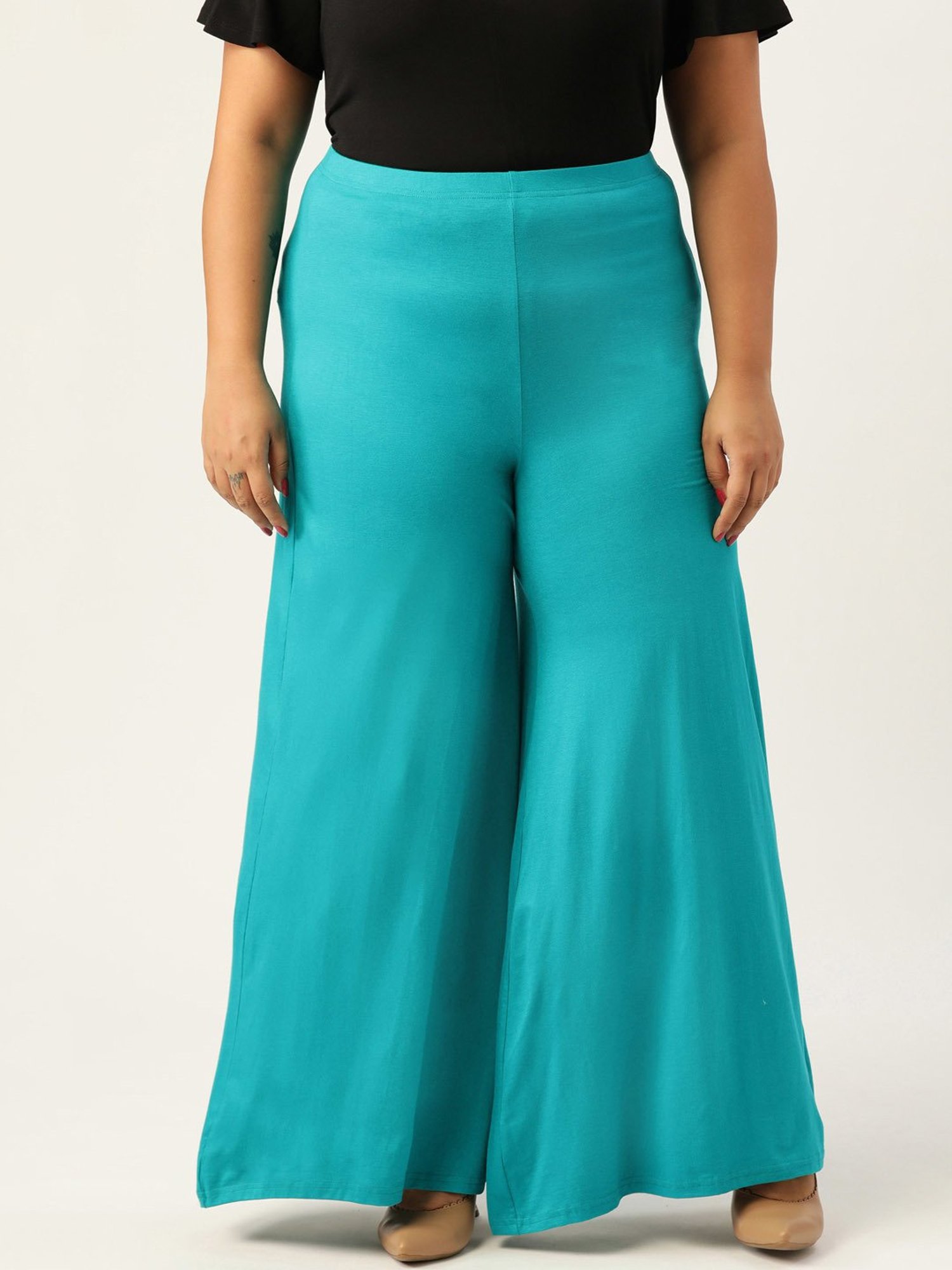 theRebelinme Turquoise High Rise Palazzos