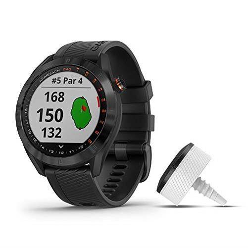 Garmin Approach S40 GPS Golf Smartwatch Bundle w/ 3 CT10 Club Trackers, Black