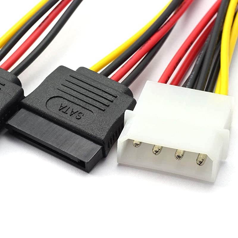 4 Pin Male IDE Molex to 15 Pin Female Dual SATA Power Splitter Adapter Cable 18AWG Copper Serial ATA Hard Drive Extension Cable 20cm 2 Pack