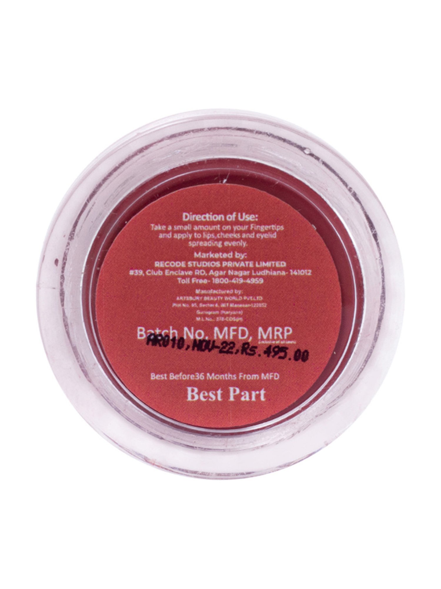 Recode Lip & Cheek Tint 09 Best Part - 8 gm