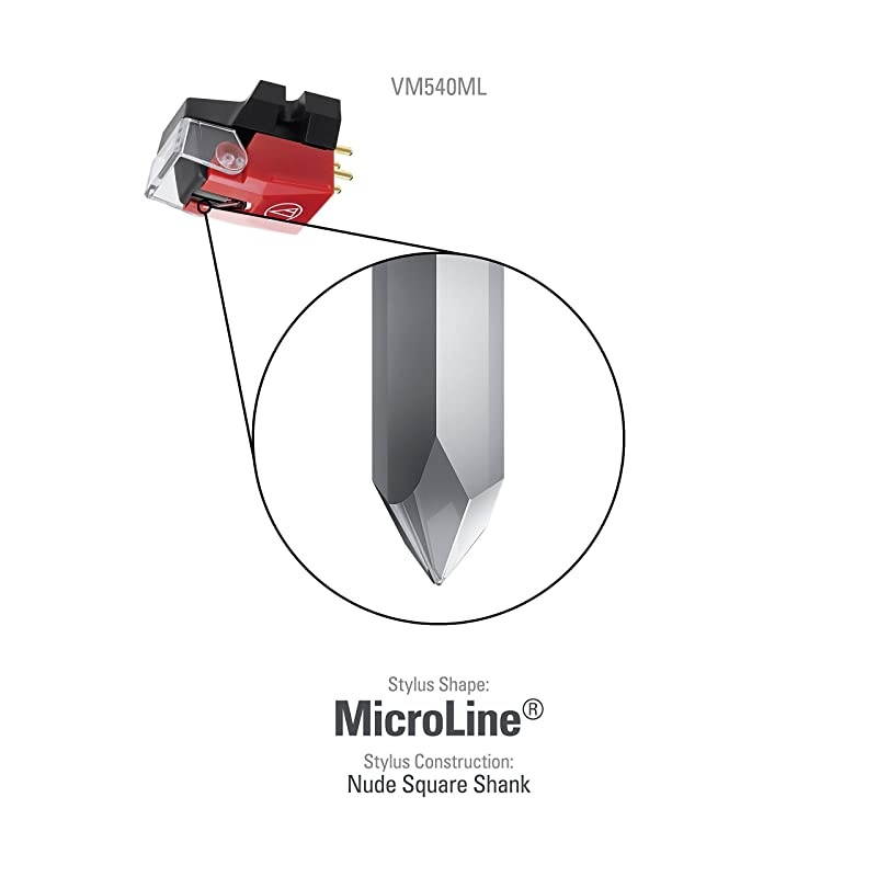 VM540ML MicroLine Dual Moving Magnet Stereo Turntable Cartridge & at-HS1 Universal Headshell for LP120-USB, LP240-USB, and LP1240-USB Direct-Drive Turntables
