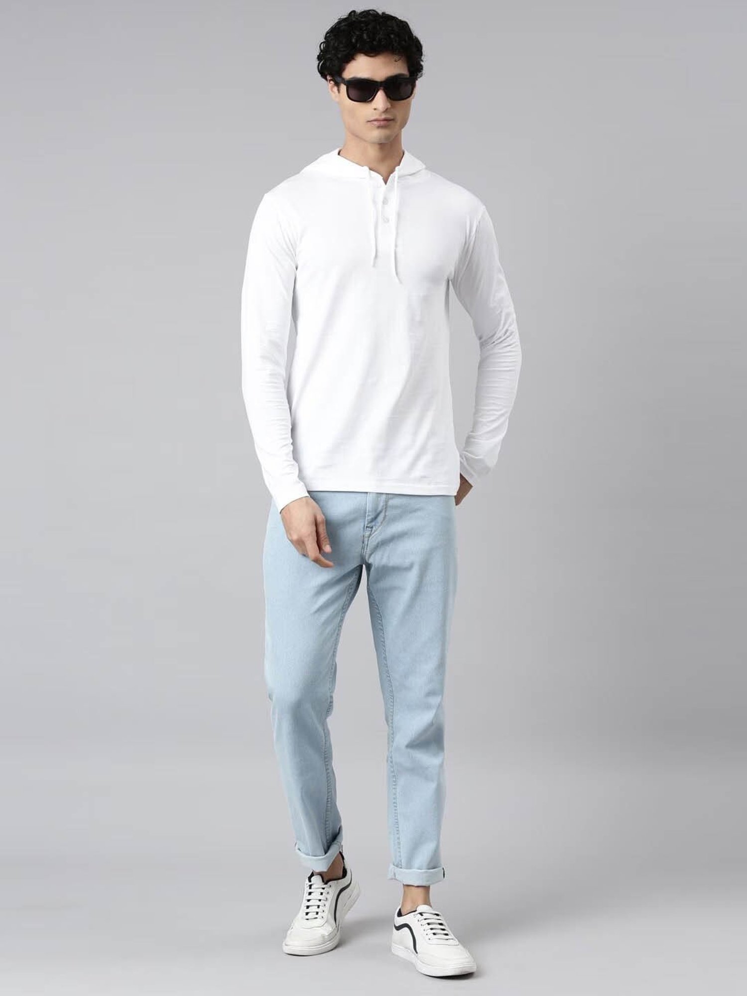 Kryptic White Regular Fit Hooded T-Shirt