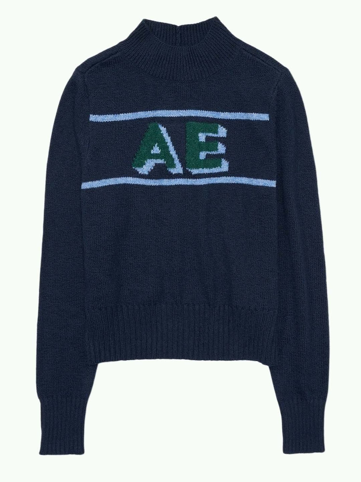 American Eagle Outfitters Blue Cotton Printed Sweater