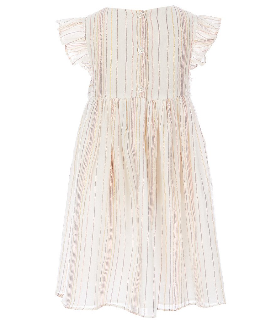 Laura Ashley Little Girls 2T-6X Flutter-Sleeve Lurex-Stripe Voile Fit-And-Flare Dress