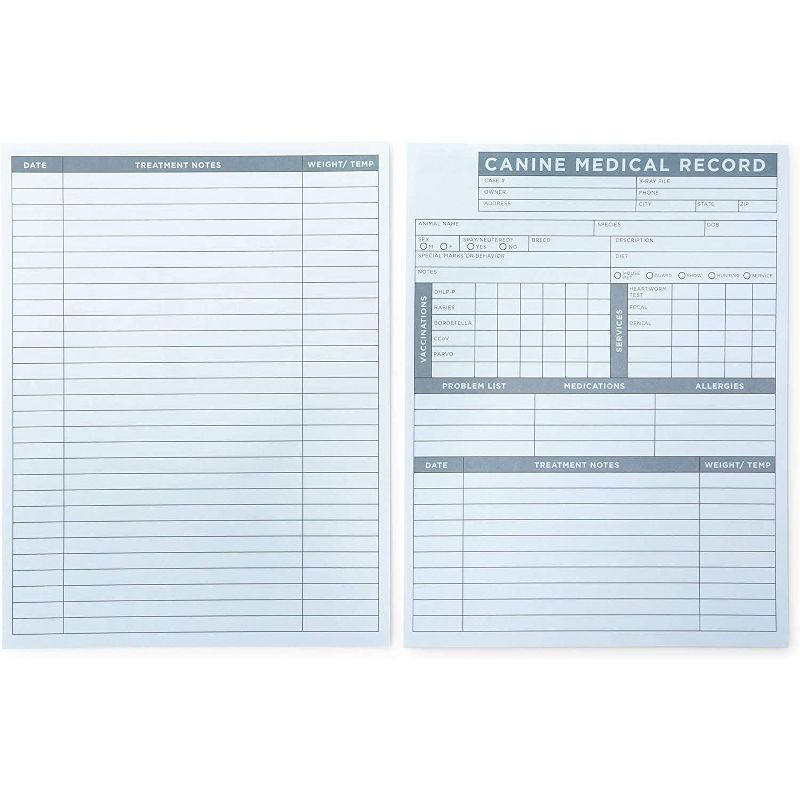 Okuna Outpost 250 Pack Pet Medical Record Sheets for Vets, Paper Puppy Vaccine Cards (8.5 x 11 in)