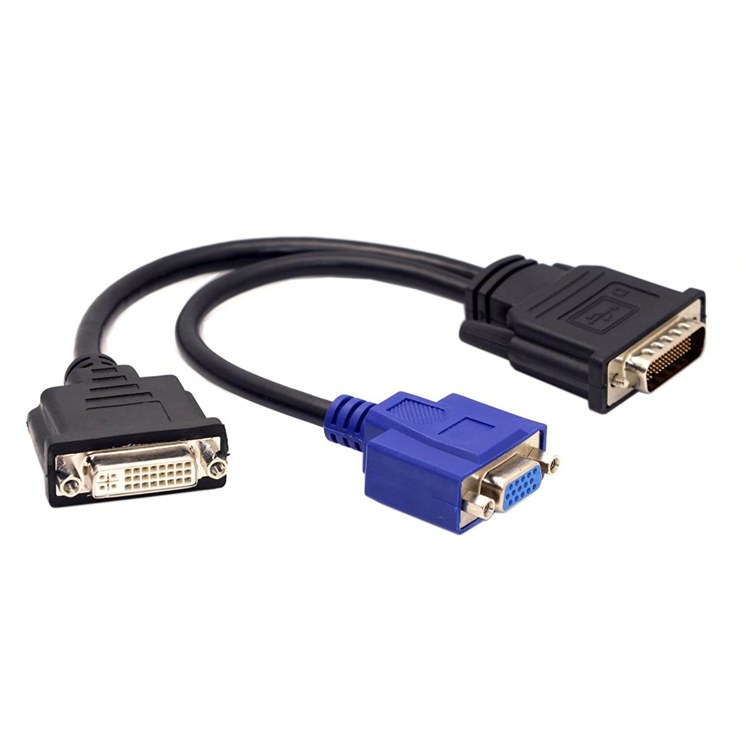 DMS 59 Pin VGA DVI Cable, CABLEDECONN DMS 59 Pin Male to DVI VGA Female Dual Monitor Extension Cable Adapter for Lhf Graphics Card (dus 59 pin Dual vga+dvi)