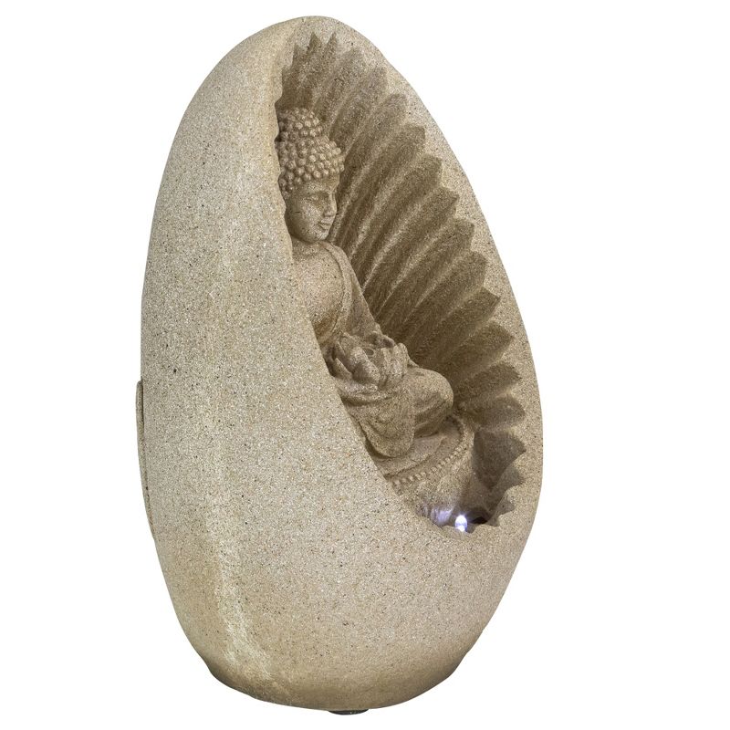 Northlight 11" Beige Sitting Buddha Outdoor Garden Water Fountain