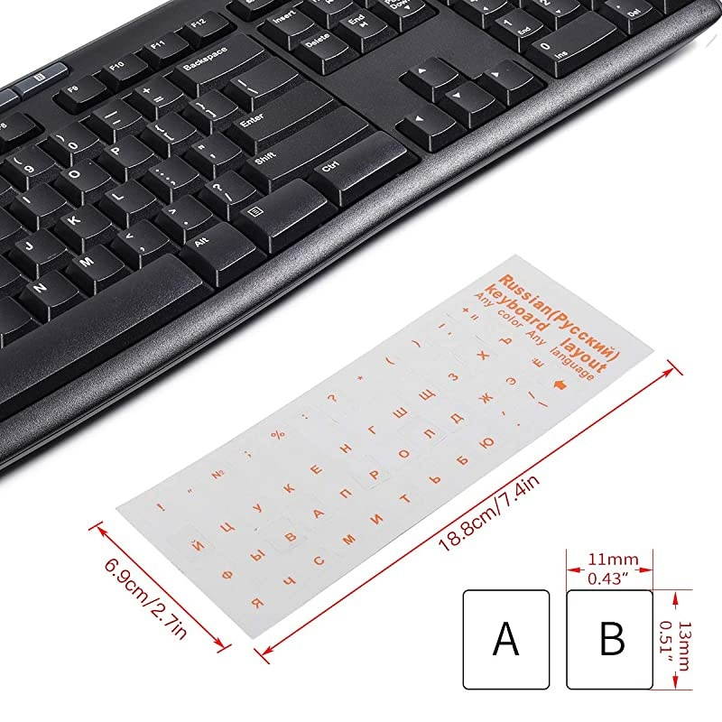 Pack Transparent Russian Keyboard Stickers Replacement Transparent Background with Organge Lettering Keyboard Stickers for Laptop PC Desktop KeyboardsDont Suggest Use for Black Keyboard