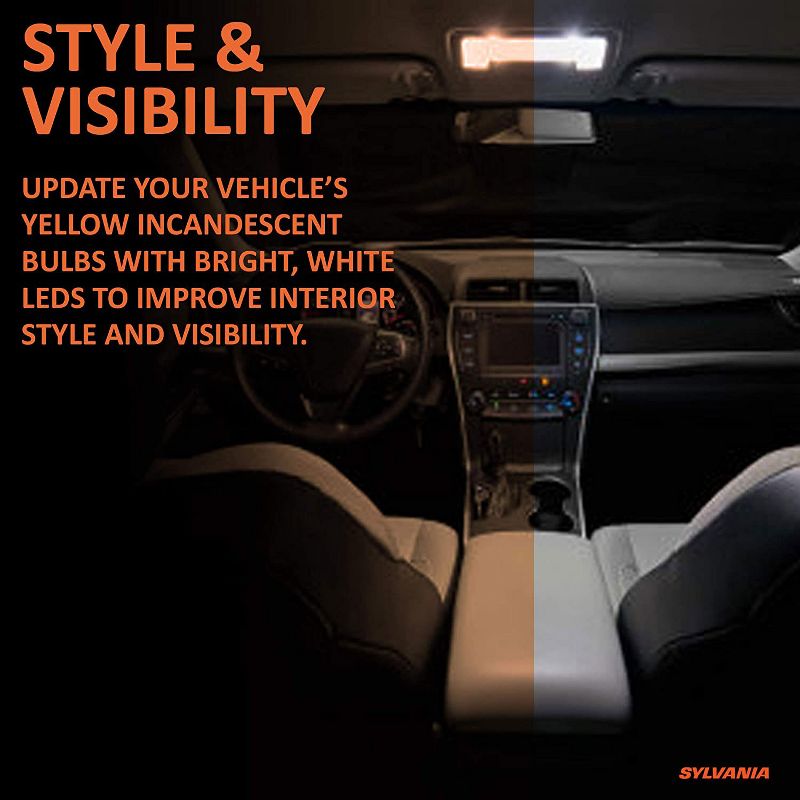 Sylvania Zevo 4114 White LED Super Bright Interior and Exterior Daytime Running DLR and Back Up Reverse Light Mini Light Bulb Set, 2 Pack