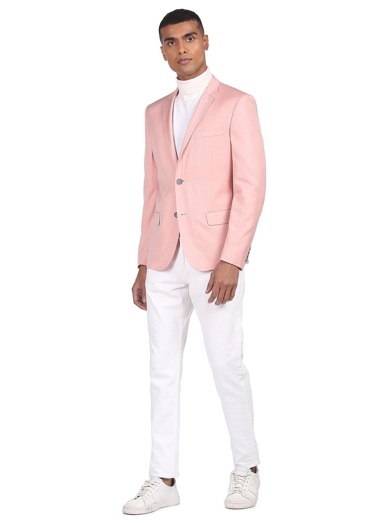 AD by Arvind Pink Full Sleeves Notched Lapel Blazer