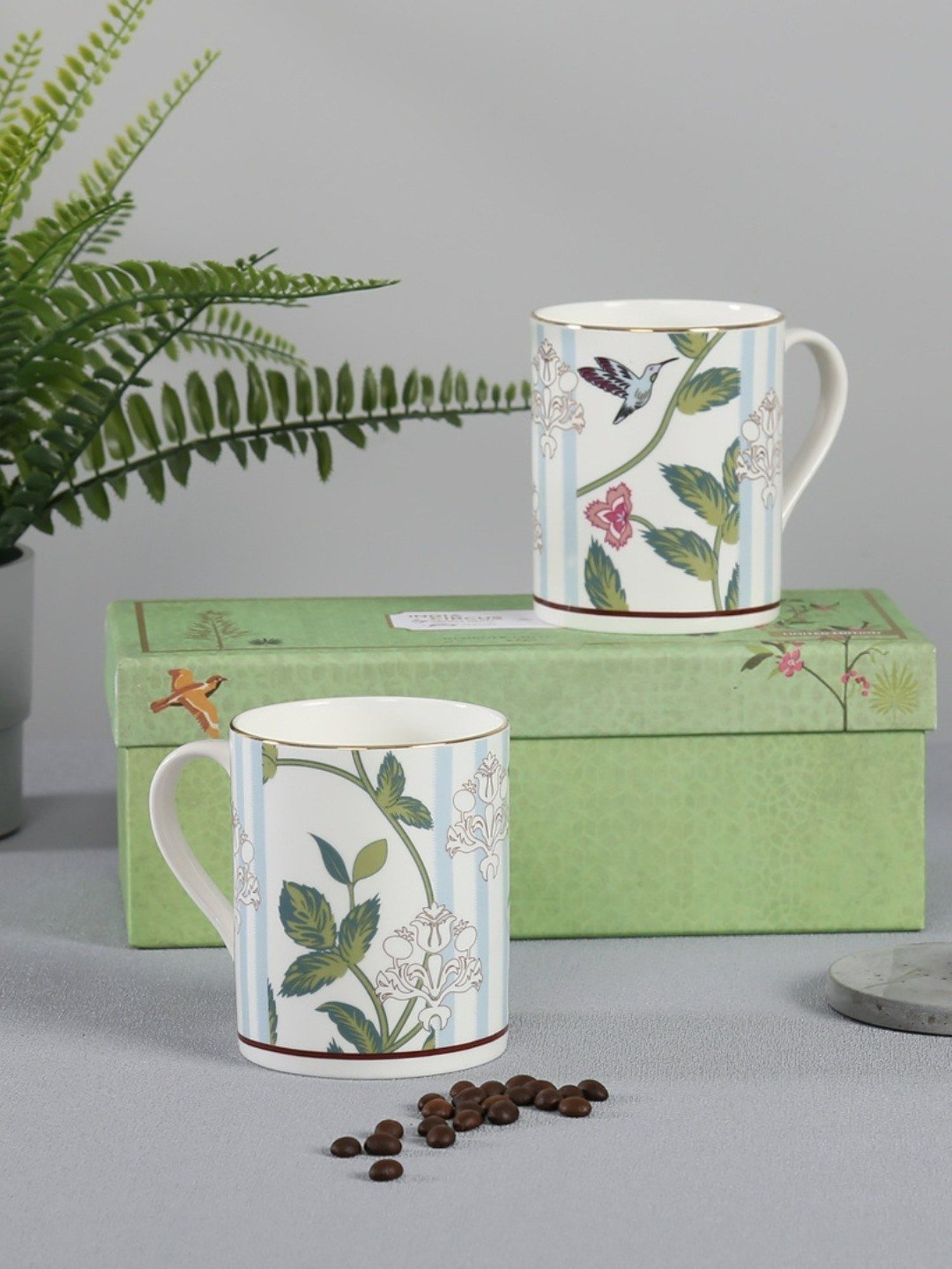 India Circus Floral Pink Bone China Milk Mug - Set of 2 (360 ml)