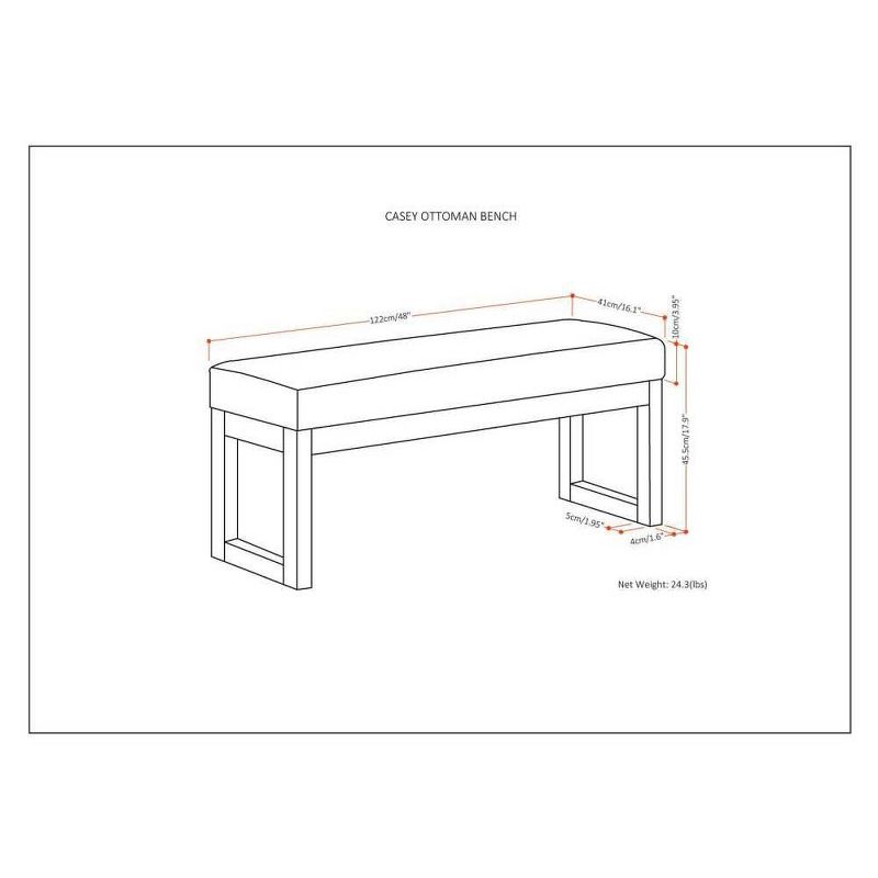 48" Kaufman Ottoman Bench Distressed Gray Taupe Faux Air Leather - WyndenHall