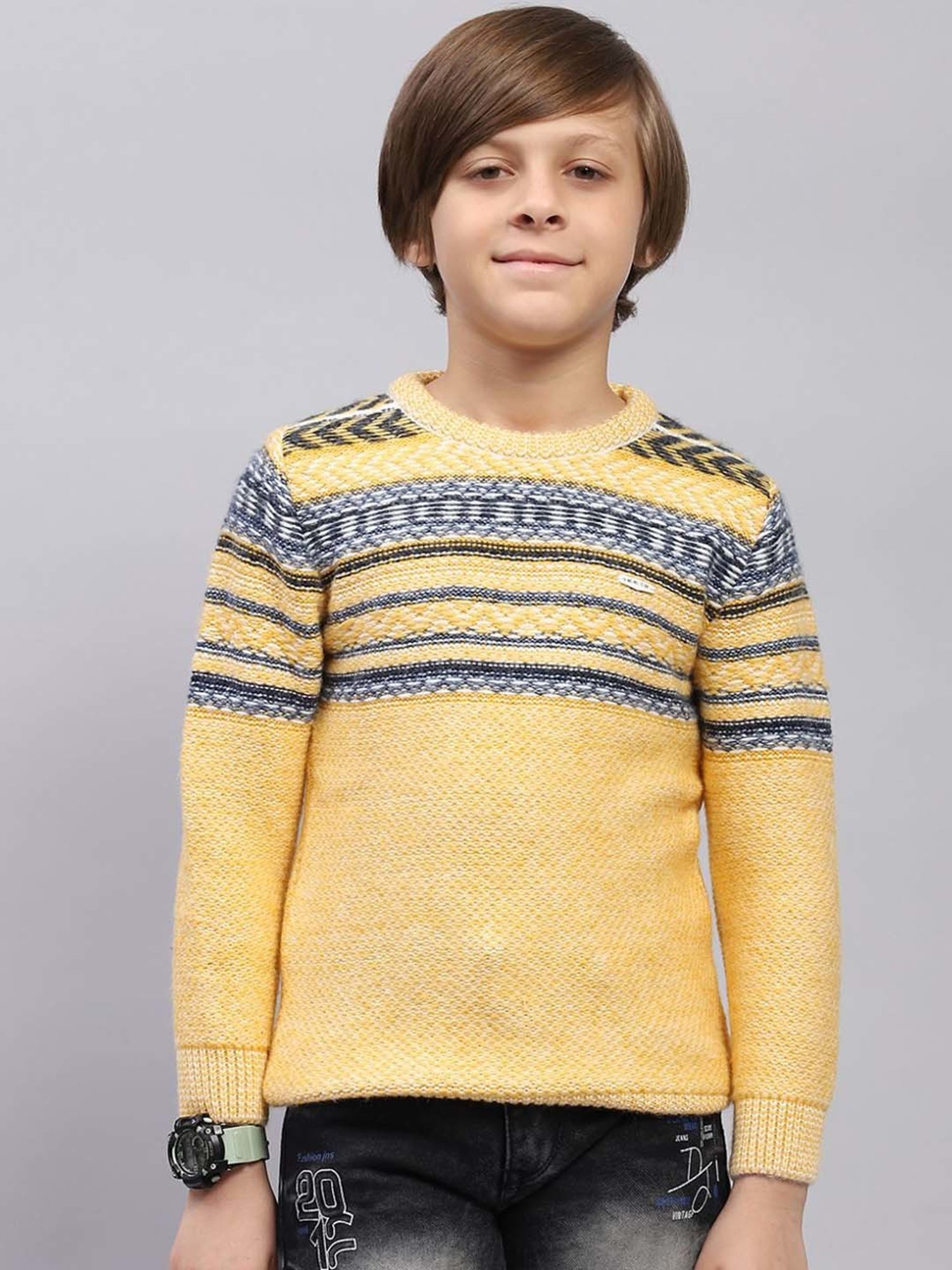 U.S. Polo Assn. Kids Black Self Design Sweater