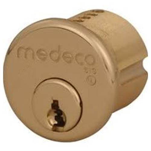 Medeco 10-0100-606-JL Satin Brass Replacement 1" Solid Brass Mortise Cylinder With Yale Standard Cam, High Security Liberty Biaxial Keyway