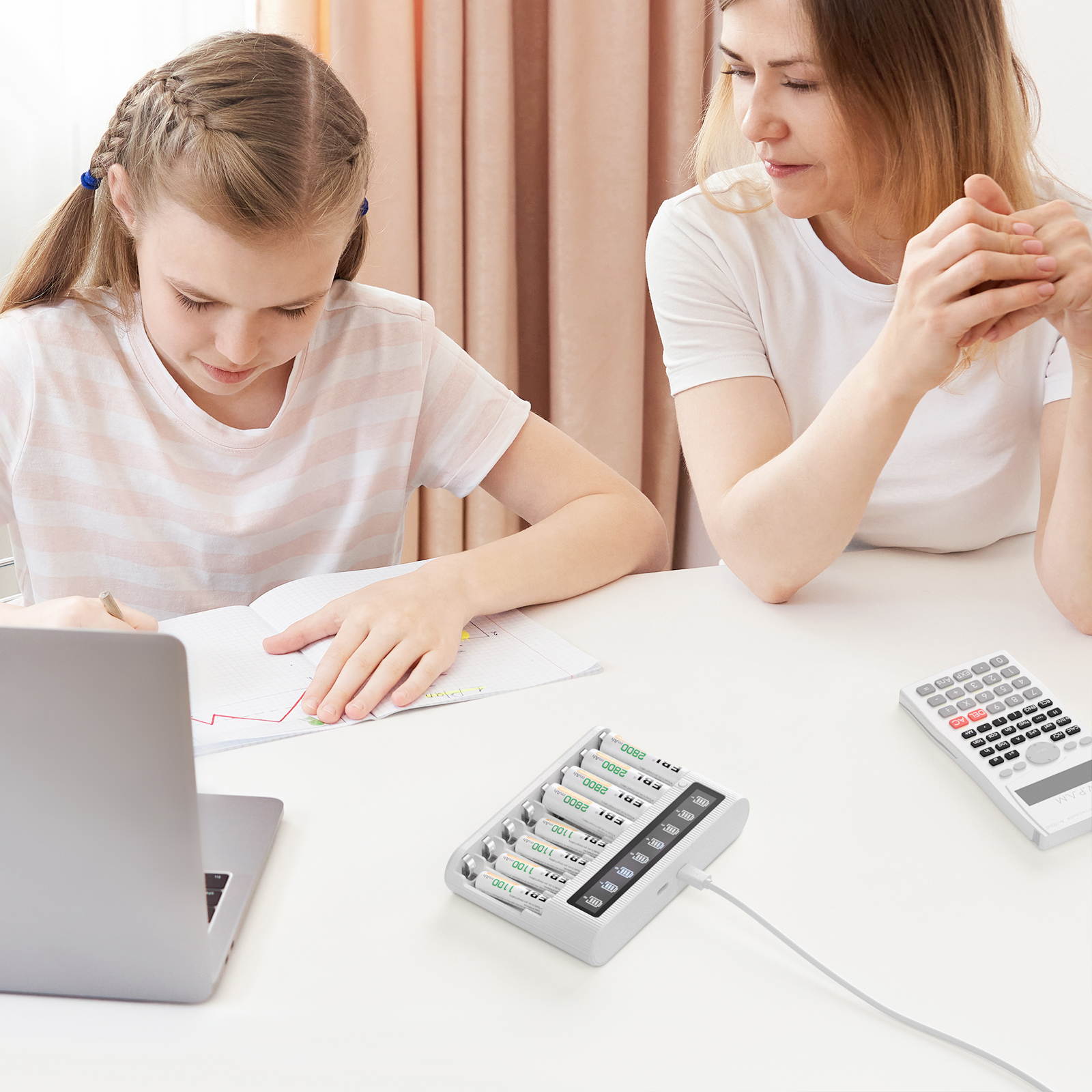 EBL AA Battery Charger LCD Smart Charger - AA AAA NiMh NiCd Rechargeable Battery Charger with Discharge Function, Micro USB and Type-C Input