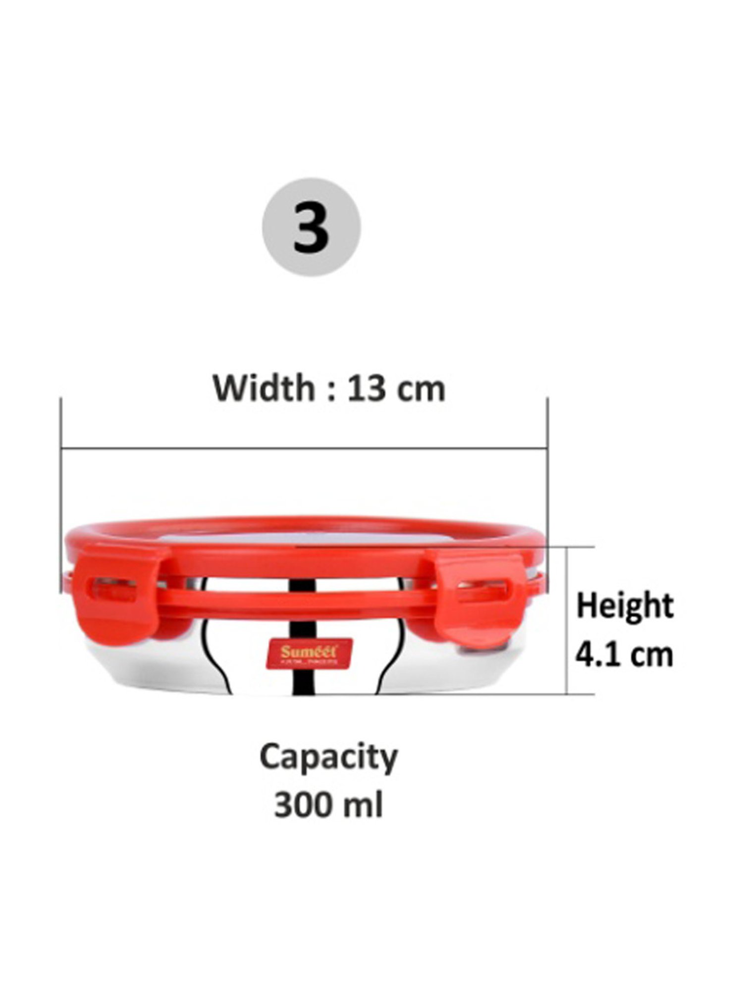 Sumeet Airtight & Leak Proof Steelexo S.S. Containers with S.S. Lid- Size 300ML-Set of 3Pcs