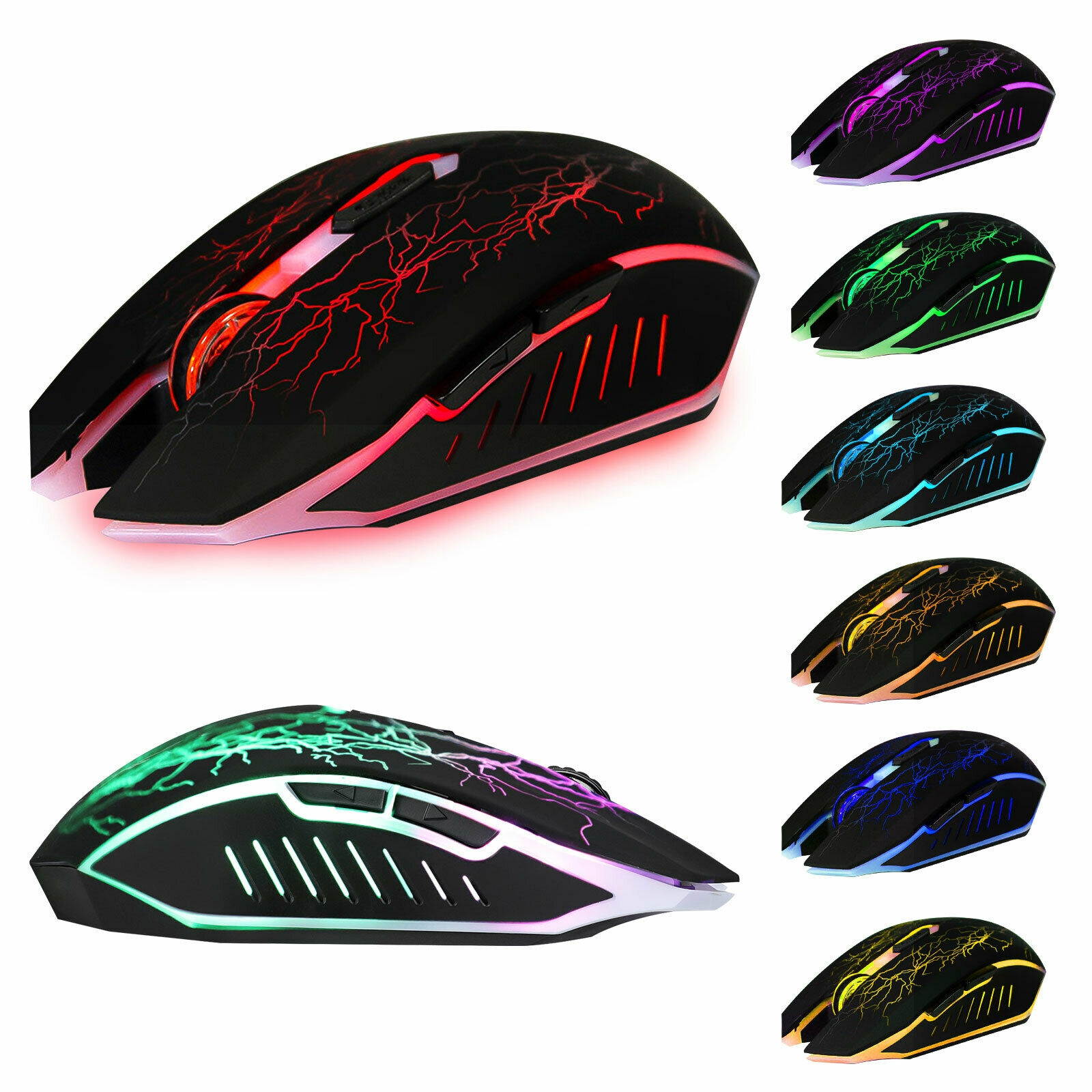 1600DPI 7 CoIor LED Wireless Mouse USB Ergonomic Mice For Laptop PC Computer